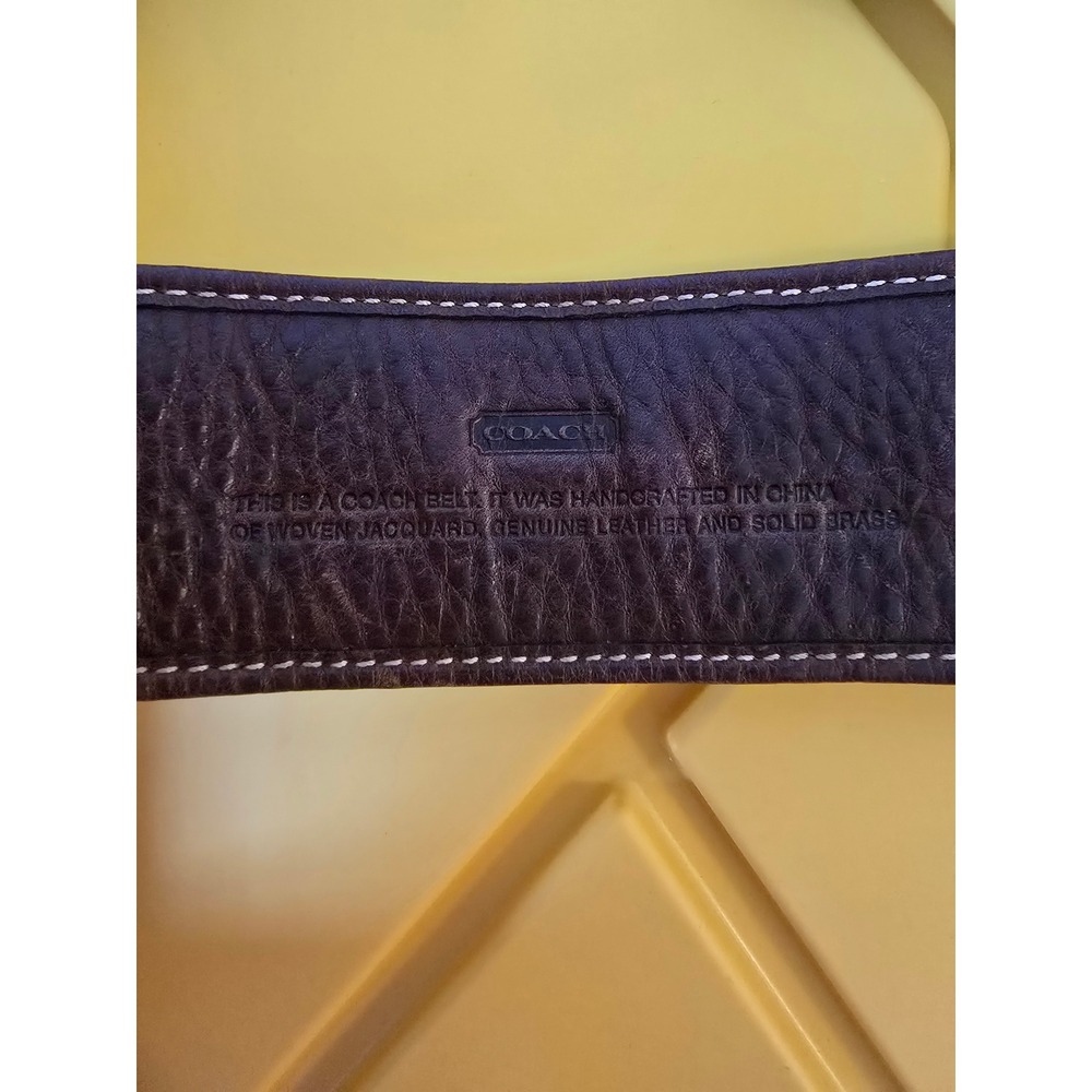 Coach Signature Jacquard Leather Belt Strap‎ Silver Buckle Women - Picture 4 of 5